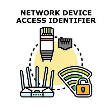 Network device access identifying concept with internet connection Illustrazione stock