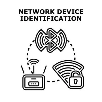Network device identifying wireless security connection concepts Stock Illustration