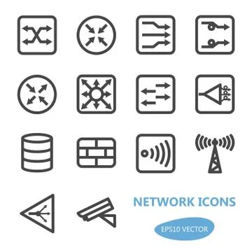 Network Devices Icon Set Stock Illustration