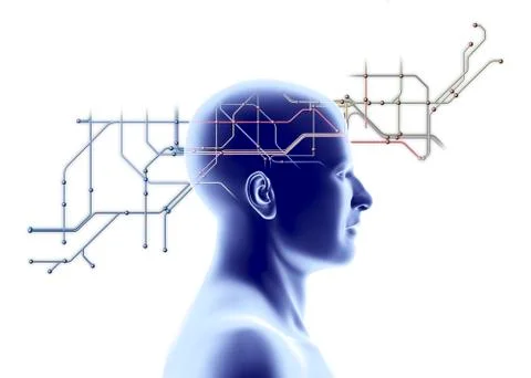 Network diagram and head Illustrazione stock