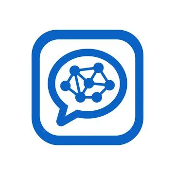 Network diagram in chat bubble icon, digital communication technology concept Ilustración de archivo