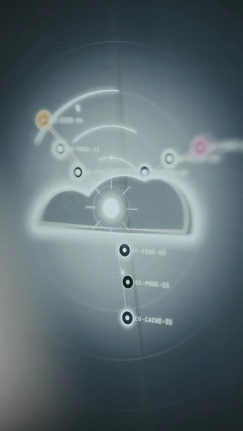 Network diagram of cloud infrastructure with linked nodes 스톡 동영상 335484648