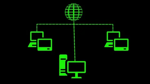 Network Diagram with Computers and Internet Globe Animation Video stock 316491265