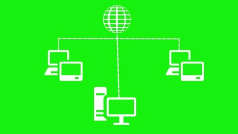 Network Diagram with Computers and Internet Globe Animation Stock Footage 316491317