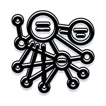 Network diagram connecting different data nodes Stock Illustration