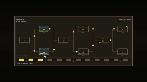 Network diagram with data routing elements and connections Stock Footage 345004575