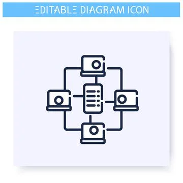 Network diagram line icon. Editable illustration Stock Illustration