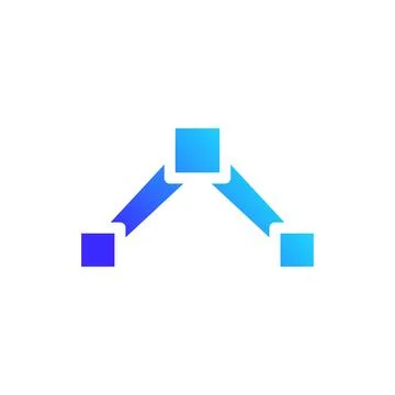 Network Diagram of Three Nodes with Blue Gradient Illustrazione stock