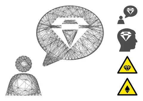 Network Diamond Thinking Person Vector Mesh Stock Illustration