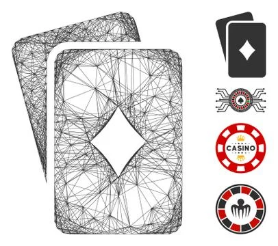Network Diamonds Playing Cards Vector Mesh Stockillustratie