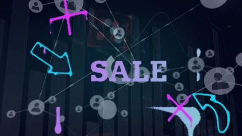Network of digital icons against stack of network of profile icons against black Stock Footage 328298862
