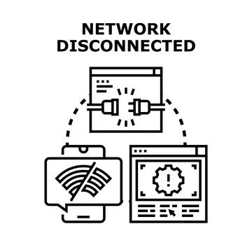 Network disconnected concept for internet connection problem Stock Illustration