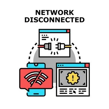 Network disconnected concept for internet connection problem Stock Illustration