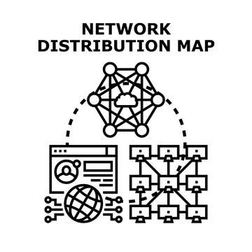 Network distribution map illustrating digital infrastructure connection Stock Illustration