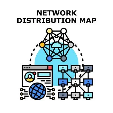 Network distribution map illustrating digital infrastructure connection Stock Illustration