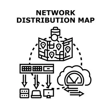 Network distribution mapping data flow and cloud computing Stock Illustration