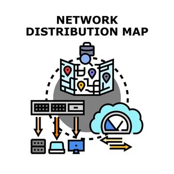 Network distribution mapping data flow and cloud computing 스톡 일러스트