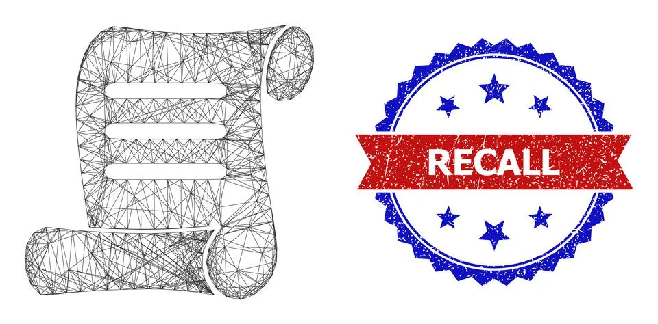 Network Document Roll Web Mesh and Unclean Bicolor Recall Stamp Seal Illustrazione stock