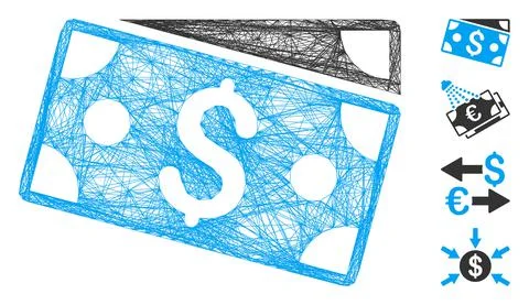 Network Dollar Banknotes Vector Mesh Stock Illustration