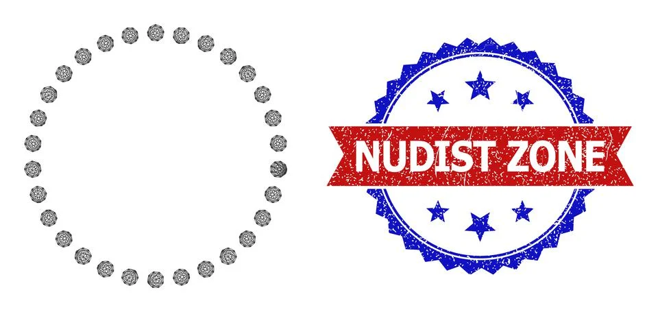 Network Dotted Circle Web Mesh and Unclean Bicolor Nudist Zone Watermark Stock Illustration