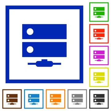 Network drive flat framed icons 스톡 일러스트