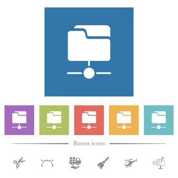 Network drive flat white icons in square backgrounds Stockillustratie