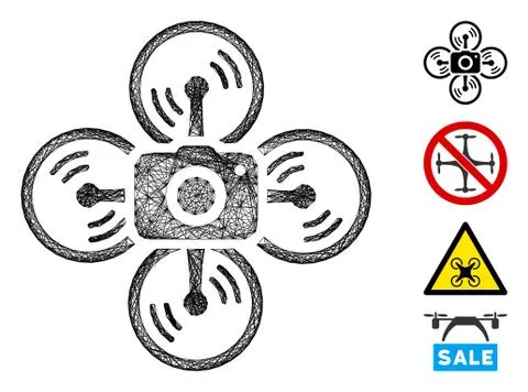 Network Drone Camera Vector Mesh Stockillustratie