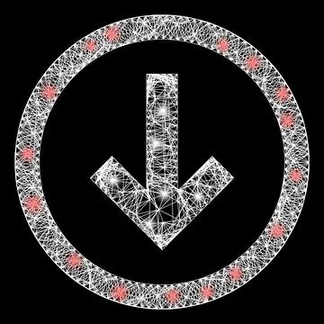 Network Drop Down Web Mesh with Bright Flash Nodes Illustrazione stock