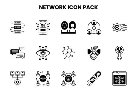 Network DuoTone Collection Icons Pack Illustrazione stock
