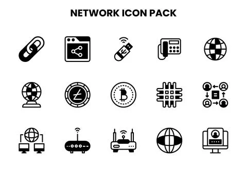 Network DuoTone Collection Icons Pack 스톡 일러스트