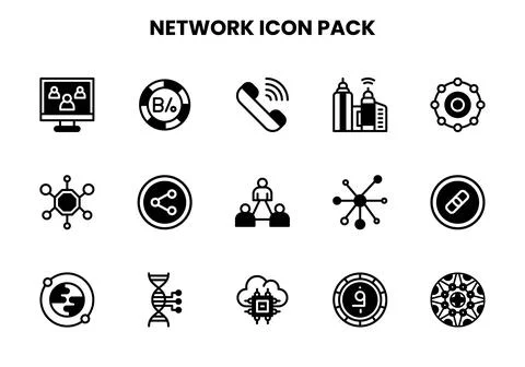 Network DuoTone Collection Icons Pack Stock Illustration