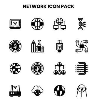 Network DuoTone Graphics Icons Pack Stock Illustration