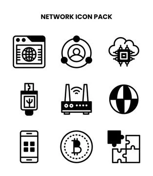 Network DuoTone Scalable Icons Pack Stock Illustration