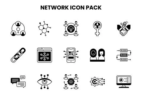 Network DuoTone Vector Icons Pack Stock Illustration