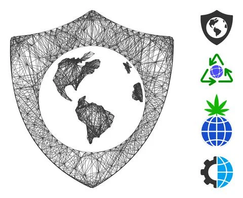 Network Earth Shield Vector Mesh 스톡 일러스트
