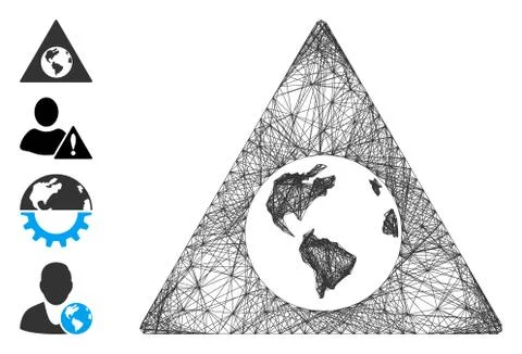 Network Earth Warning Vector Mesh Stock Illustration