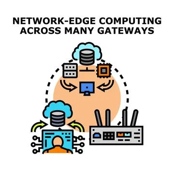 Network edge computing distributing data across multiple gateways 库存插图