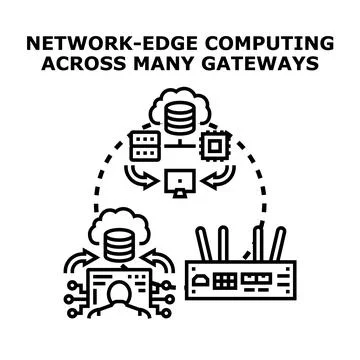 Network edge computing distributing data across multiple gateways Stock Illustration
