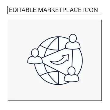 Network effects line icon Stock Illustration