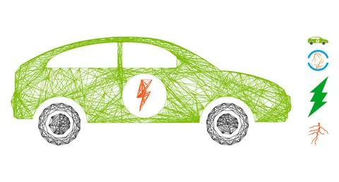 Network Electric Car Vector Mesh Stockillustratie