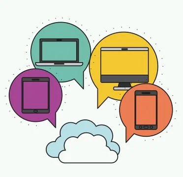 Network electronic devices communication Illustrazione stock