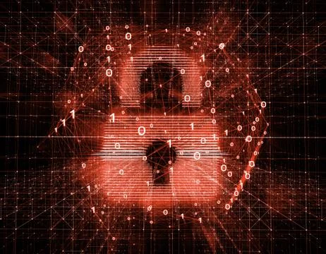 Network electronic financial lock, security and data transmission Illustrazione stock