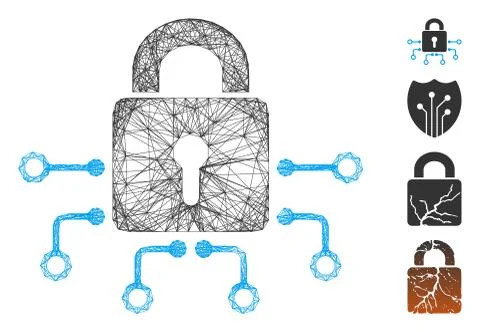Network Electronic Lock Vector Mesh 库存插图