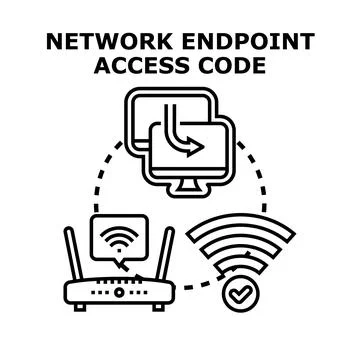 Network endpoint access code establishing data connection concept 스톡 일러스트