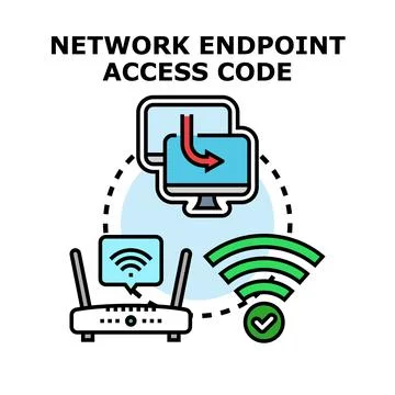 Network endpoint access code establishing data connection concept イラスト素材