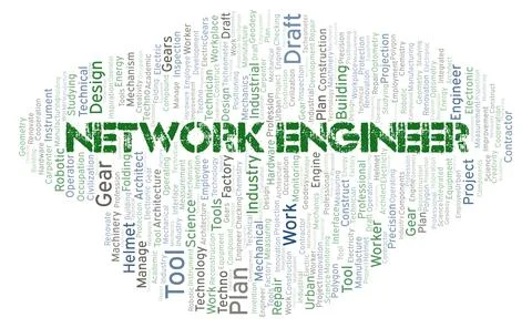 Network Engineer typography word cloud create with the text only Stock Illustration