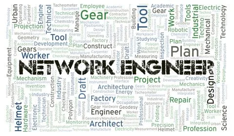 Network Engineer typography word cloud create with the text only Stock Illustration