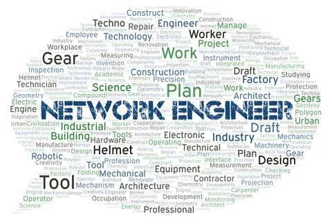 Network Engineer typography word cloud create with the text only Stock Illustration