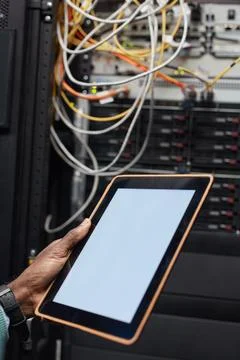 Network Engineer Using Tablet Close Up Stock Photos