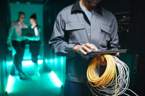 Network Engineer Using Tablet 스톡 사진